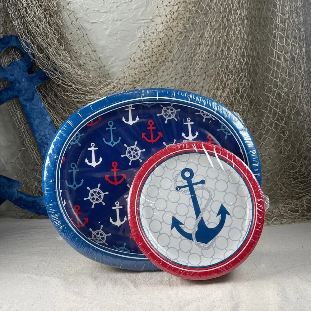 * NWT Bundle Anchors Nautical Paper Plates